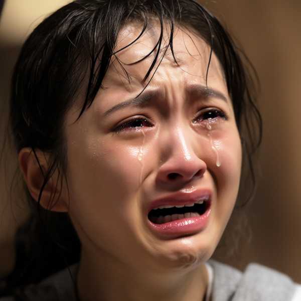 悲伤电影剧照，美女哭泣，泪眼婆娑，模糊，超高清分辨率，写实风格，情感深沉，柔和侧光，皮肤湿润